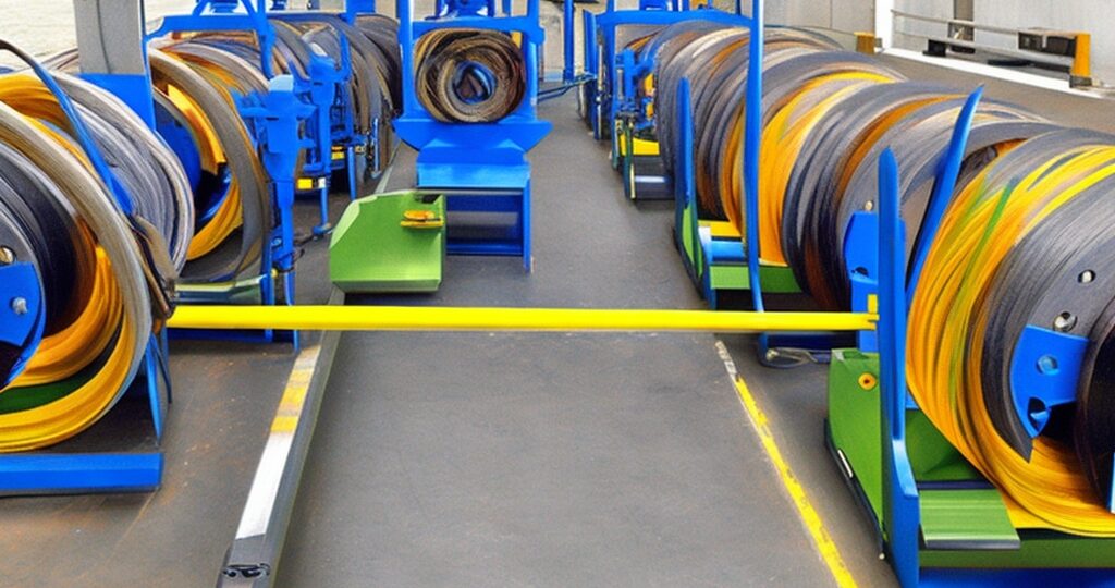 equipment for rewinding, winding and storage of cable products