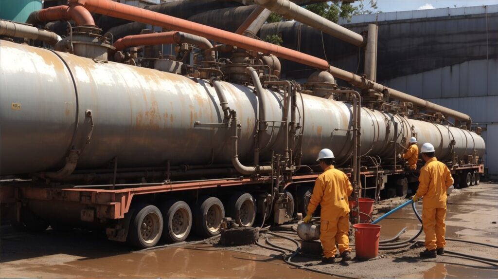 Cleaning of tanks from residues of petroleum products