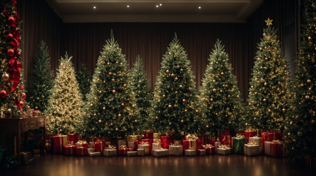 selection of artificial Christmas trees