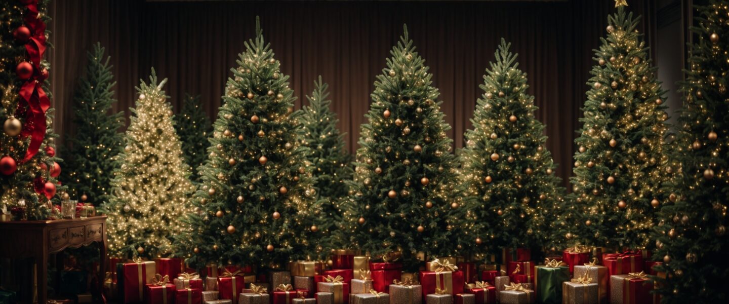 selection of artificial Christmas trees