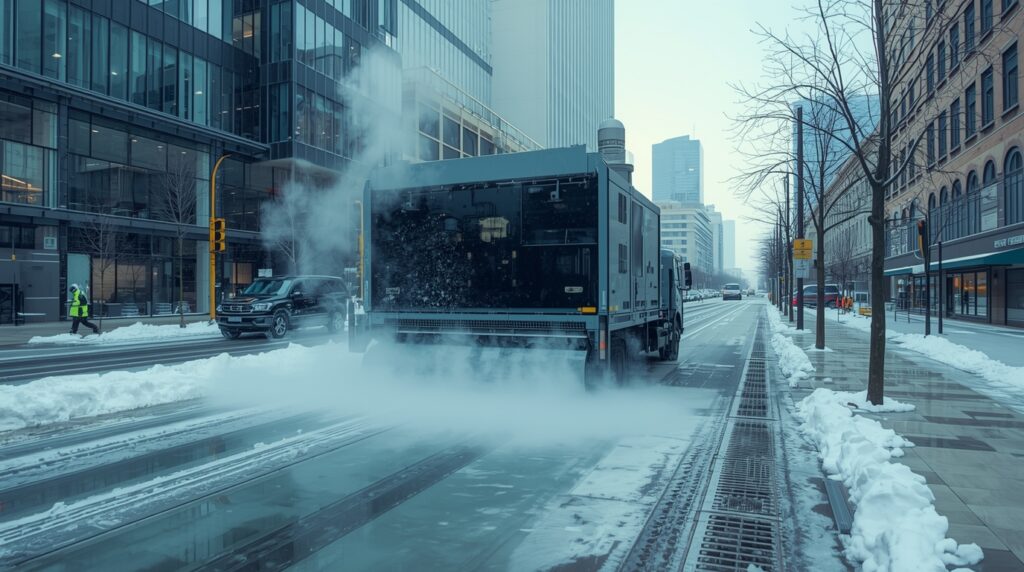 modern snow-melting installation operating