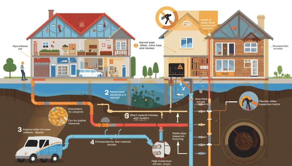 building's sewer system revealing