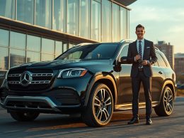 modern black Mercedes GLS SUV